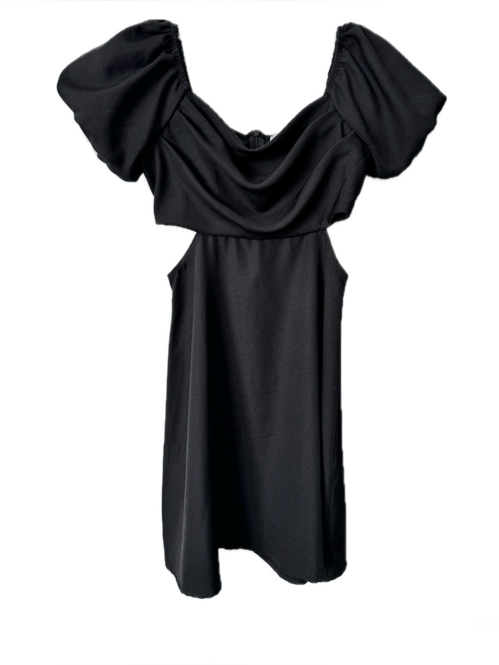 Rolla Coster Los Angeles Black Off Shoulder Mini Dress Puff Sleeve Size Small